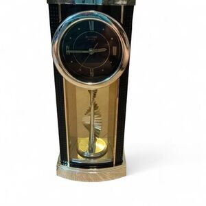 1980’s Rhythm Quartz vintage desk clock featuring unique“stairs to Heaven”ribbon